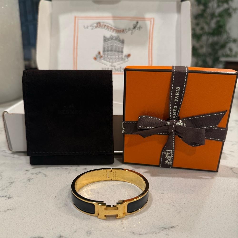Hermes Clic H Bracelet Black Gold PM Authentic